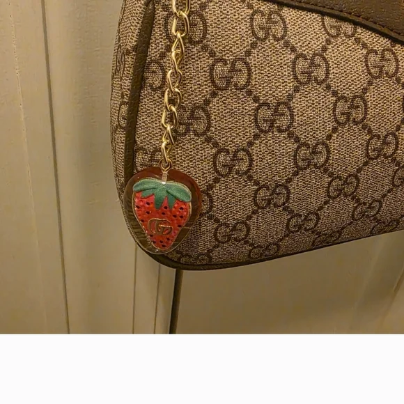 Beige and Gold Monogram Shoulder Bag - Picture 2 of 8